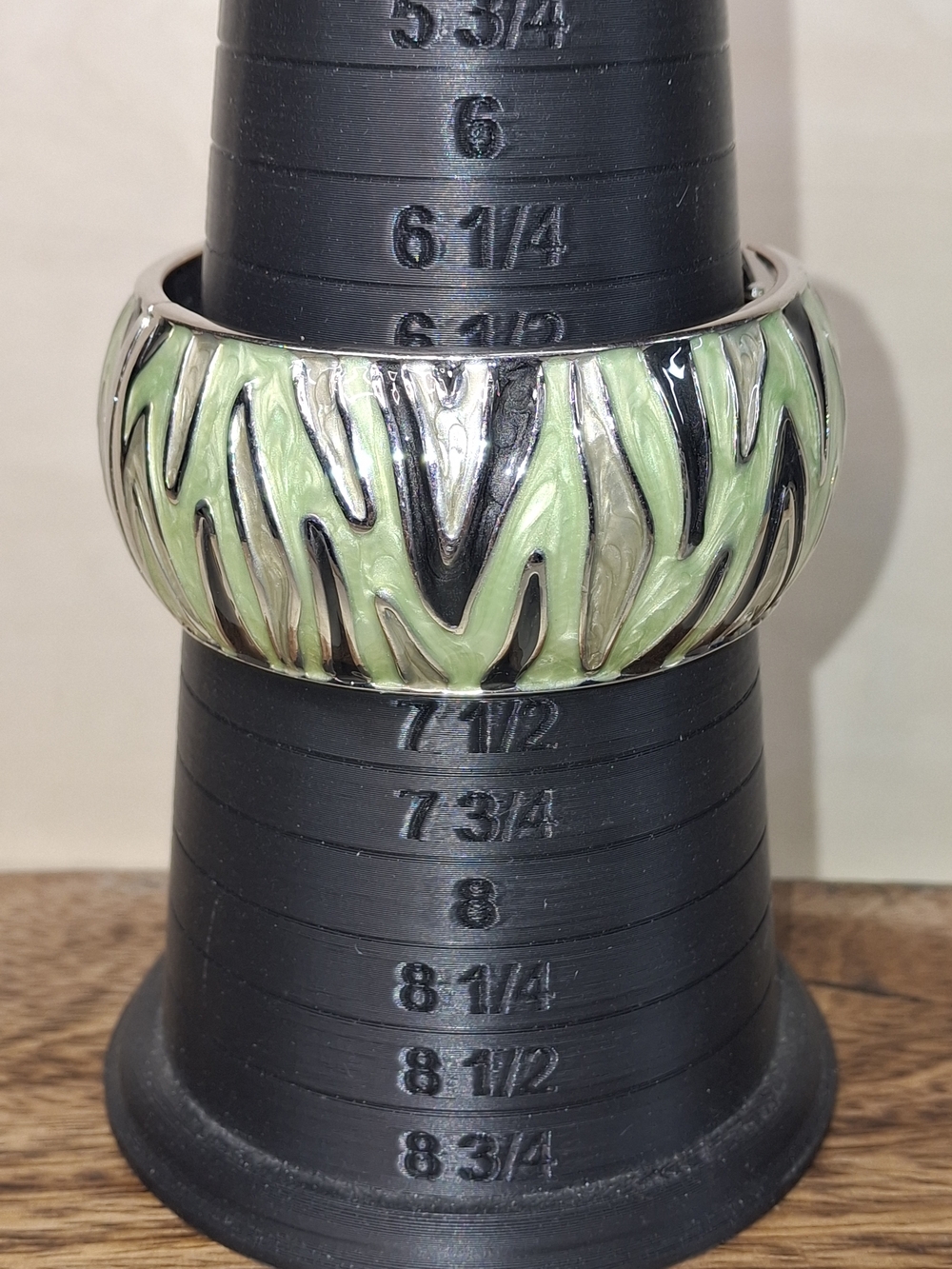 Green Enamel Zebra-Print Bangle Bracelet - Unbranded
